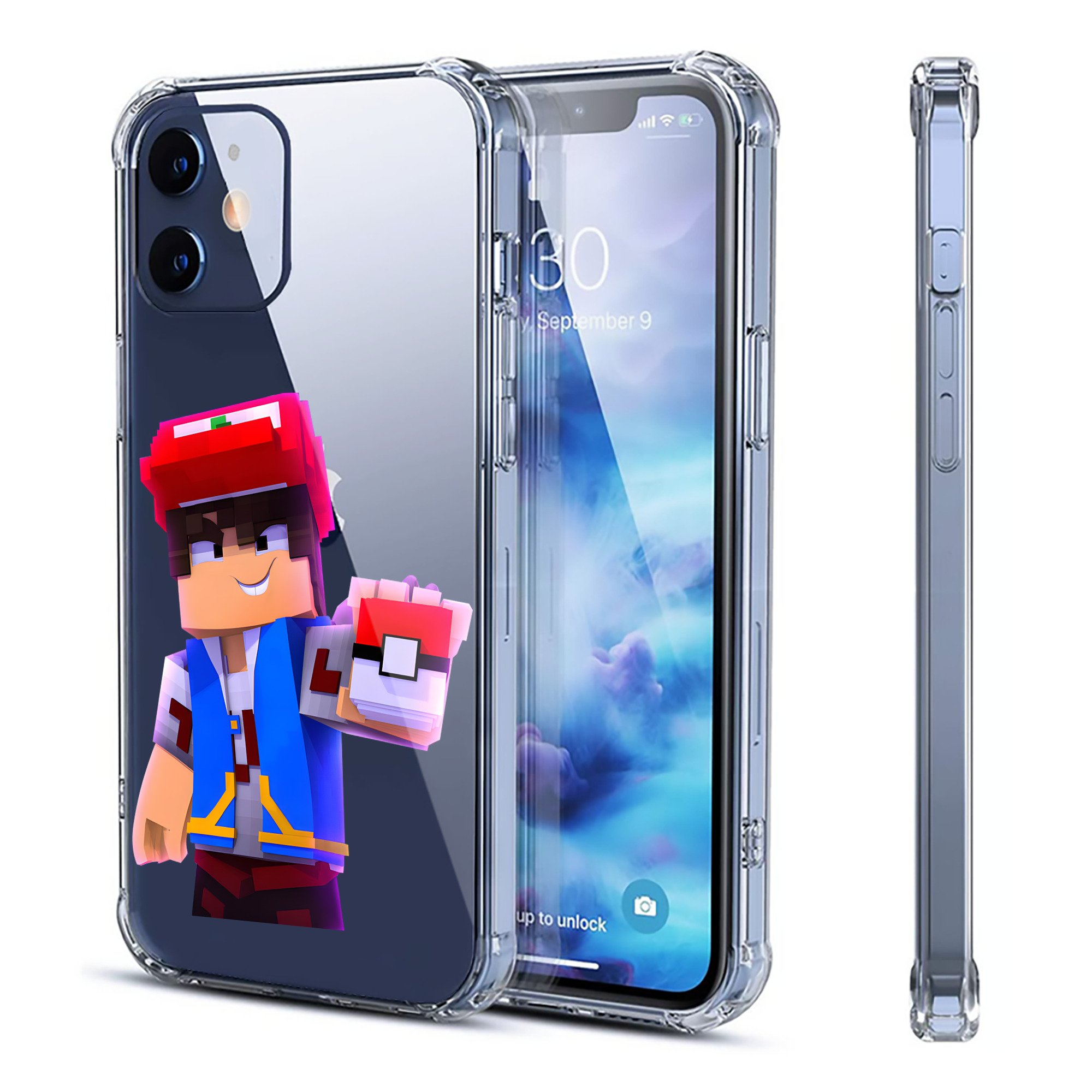 （画像用） マインクラフト ブロックの世界 Minecraft MC Block world 【iPhone 12シリーズ対応】透明スマホケース（クリアソフトケース）